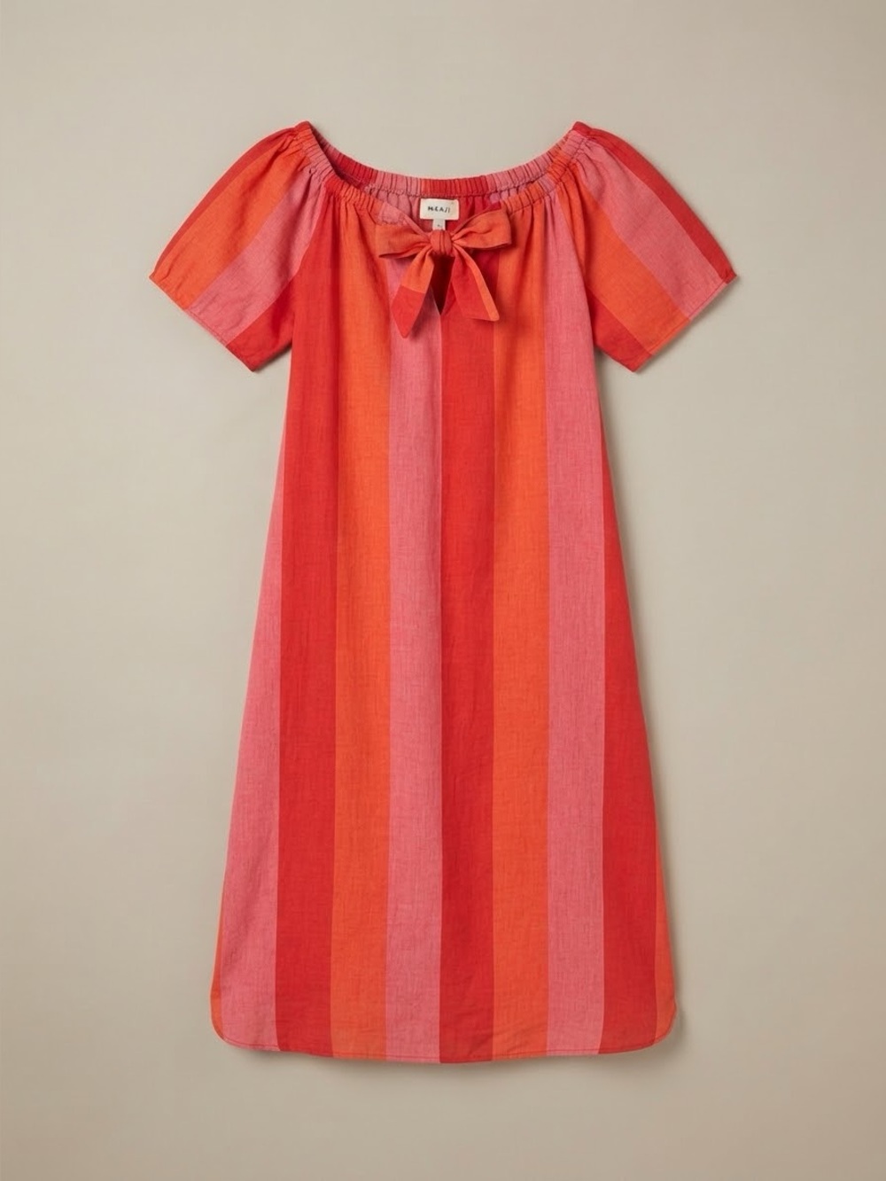 Mara Hoffman 100% Linen Pink Coral Striped Dress
